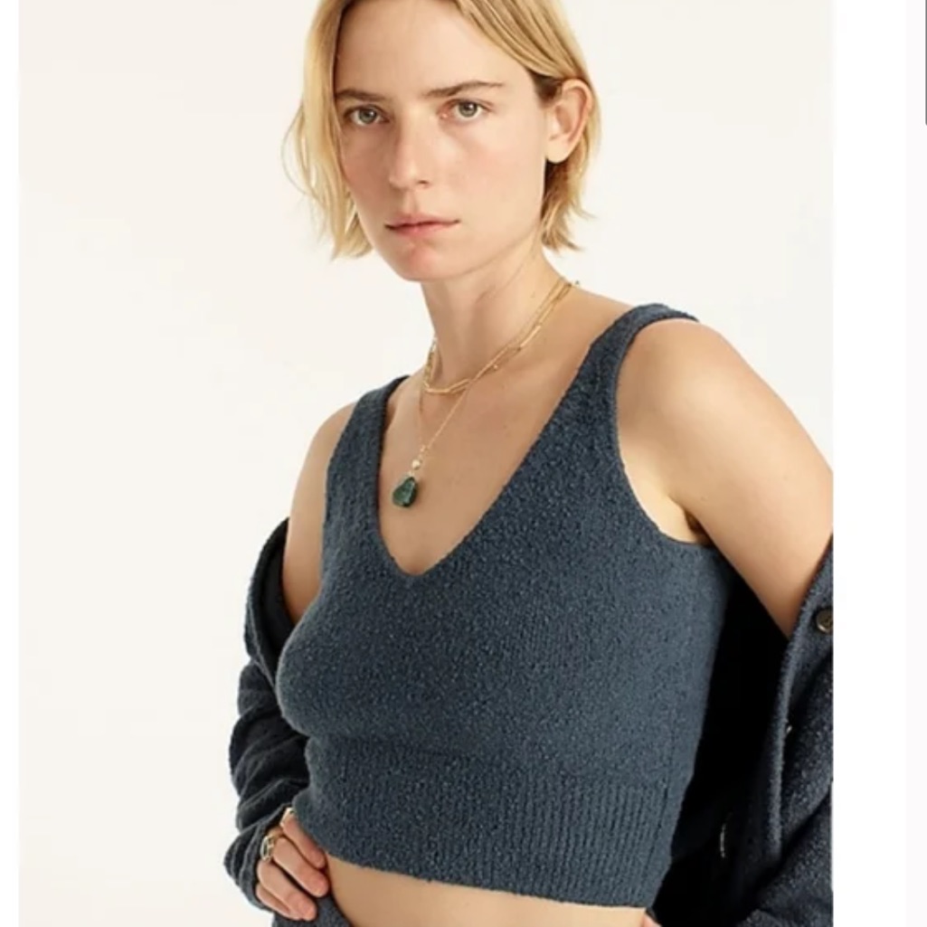 Nwot Jcrew Cotton Boucl Cropped Sweater-Tank